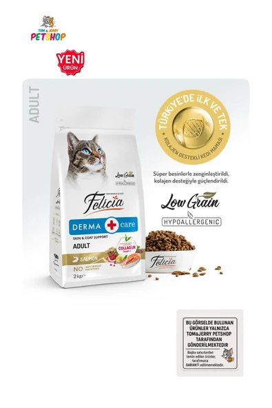 Felicia TOM&JERRYPETSHOP-2 Kg Kolajenli Somonlu Az Tahıllı HypoAllergenic Yetişkin Kedi Maması ürün görseli 1