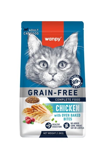 Wanpy Tahılsız Süper Premium %89 Hayvansal Protein İçerikli Tavuklu 1.5 Kg Kedi Maması ürün görseli 1