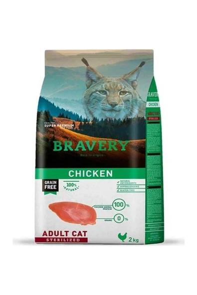Braven Bravery Tahılsız Tavuklu Kısırlaştırılmış Kuru Kedi Maması 2 Kg ürün görseli 1