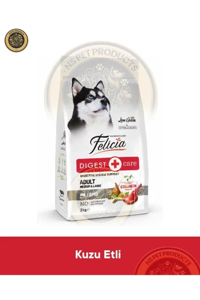 Felicia Digest Care Adult Lamb-Collagen Medium & Large 3kg (Az Tahıllı & Hipoalerjenik Kuzu Etli Yet ürün görseli 1