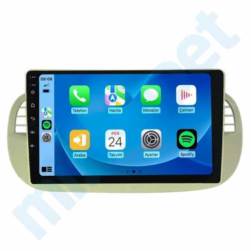 Fiat 500 / 500C Beyaz 2011-2015 8 GB Ram 128 GB Hafıza Qled 9 İnç Android Auto ve CarPlay Multimedya Sistemi ürün görseli 1