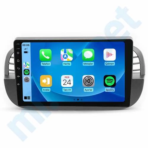 Fiat 500 / 500C Siyah 2011-2015 8 GB Ram 128 GB Hafıza Qled 9 İnç Android Auto ve CarPlay Multimedya Sistemi ürün görseli 1