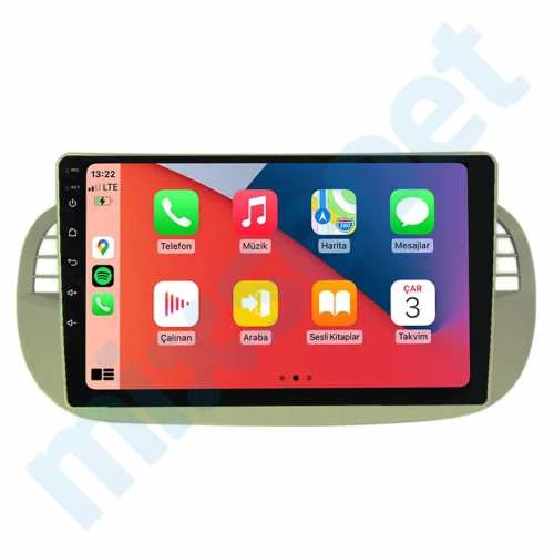 Fiat 500 / 500C Beyaz 2011-2015 4 GB Ram 64 GB Hafıza Qled 9 İnç Android Auto ve CarPlay Multimedya Sistemi ürün görseli 1