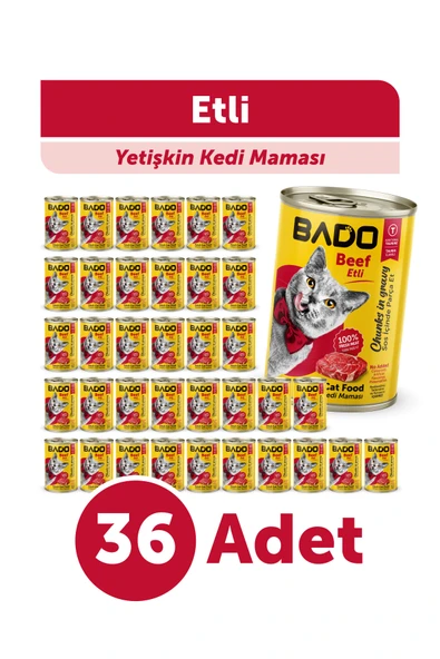 Bado Yetişkin Yaş Kedi Maması Etli Biftekli 400Gr 36'lı ürün görseli 1
