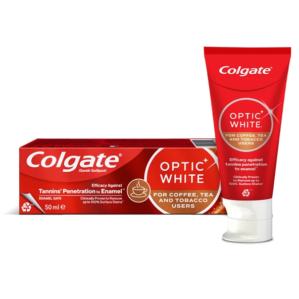 Colgate Optic White Kahve, Çay ve Tütün Kullananlar için Diş Macunu 50 ml ürün görseli 1