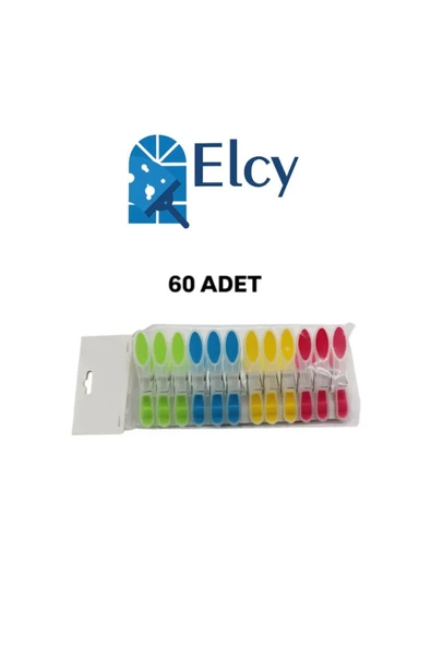 ELCY 60 Adet Çamaşır Mandalı İz Bırakmaz 60`li İp Mandalı ürün görseli 1