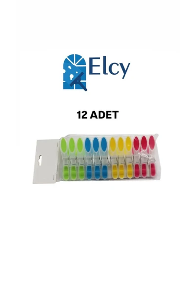 ELCY 12 Adet Çamaşır Mandalı İz Bırakmaz 12`li İp Mandalı ürün görseli 1