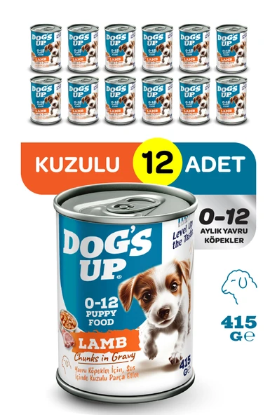 Dogs Up Yaş Yavru Köpek Maması Kuzu Etli 415gr 12Li ürün görseli 1