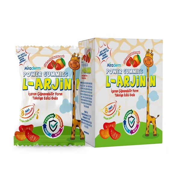 Miraderm Power Gummies L-Arjinin İçeren Çiğnenebilir Form Takviye Edici Gıda 64 Jel ürün görseli 1