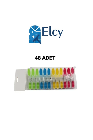 ELCY 48 Adet Çamaşır Mandalı İz Bırakmaz 48`li İp Mandalı ürün görseli 1