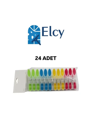 ELCY 24 Adet Çamaşır Mandalı İz Bırakmaz 24`li İp Mandalı ürün görseli 1