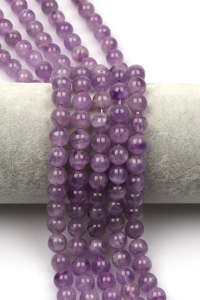 Lavander Ametist (AA Kalite) Doğal Taş Dizi 8 mm Küre Kesim ürün görseli 1
