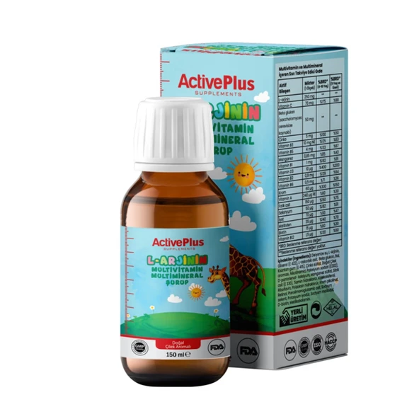 Active Plus L Arjinin Multivitamin Mineral Sıvı İçeren Takviye Edici Gıda 150 ml ürün görseli 1