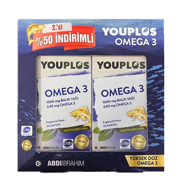 YouPlus Daily 1000 mg Omega-3 2x30 Kapsül ürün görseli 1