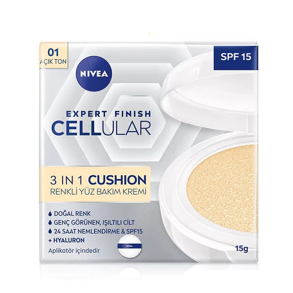 Nivea Expert Finish Cellular 3in1 Spf 15 Cushion Renkli Yüz Kremi 15 gr Açık Ton ürün görseli 1