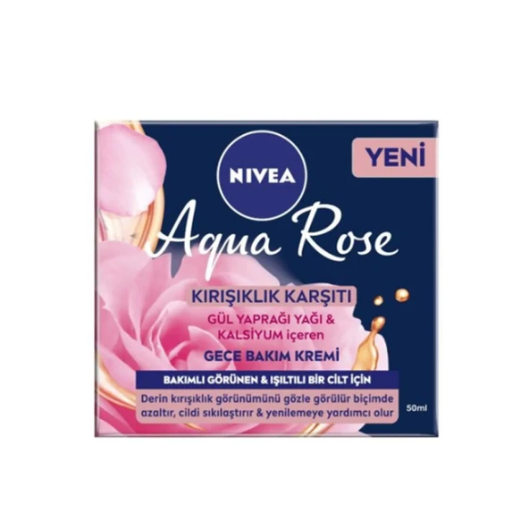 Nivea Aqua Rose Kırışıklık Karşıtı Gece Bakım Kremi 50 ml ürün görseli 1