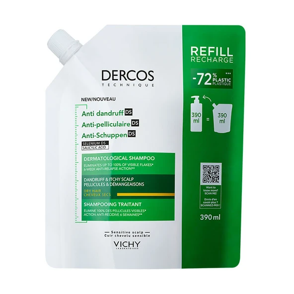 Vichy Dercos Anti Dandruff Kepek Karşıtı Şampuan 390ml - Kuru Saçlar - Refill ürün görseli 1