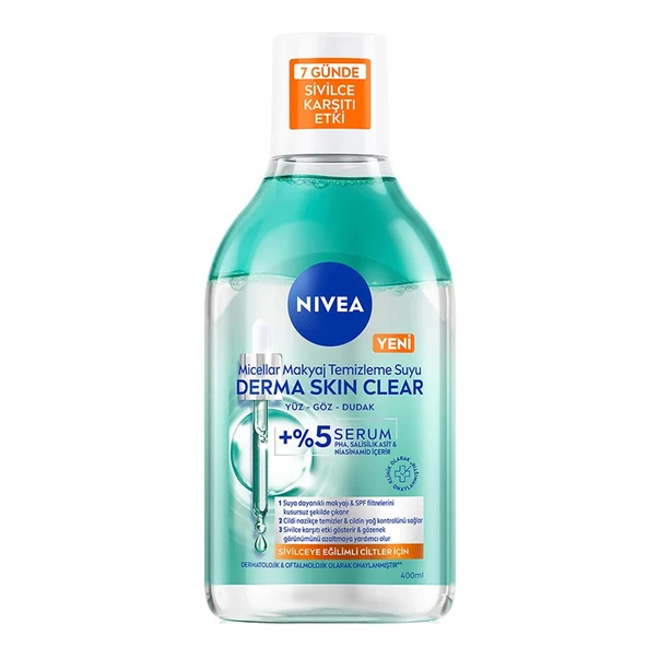 Nivea Derma Skin Clear Micellar Makyaj Temizleme Suyu 400 ml ürün görseli 1