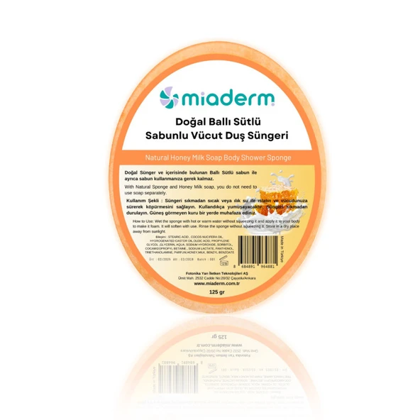 Miaderm Doğal Ballı Sütlü Sabunlu Duş Süngeri 125gr ürün görseli 1