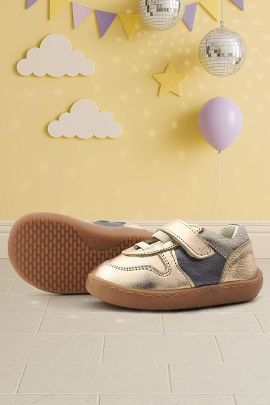 Rakerplus Bob Hakiki Deri Bakır Barefoot Cırtlı Lastikli Bebek Sneaker Ayakkabı ürün görseli 1