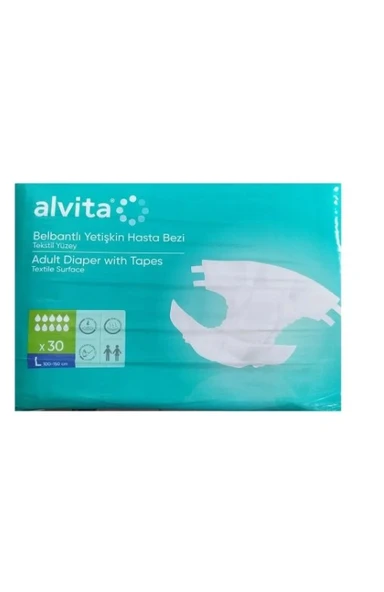 Alvita Tekstil Yüzeyli Belbantlı Hasta Bezi Large 30'lu ürün görseli 1