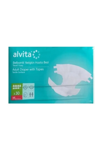 Alvita Tekstil Yüzeyli Belbantlı Hasta Bezi Medium 30'lu ürün görseli 1