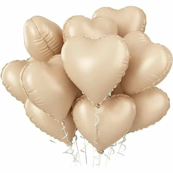 5 Adet 18 inç 45 Cm Retro Kalp Folyo Balon Ten Rengi ürün görseli 1