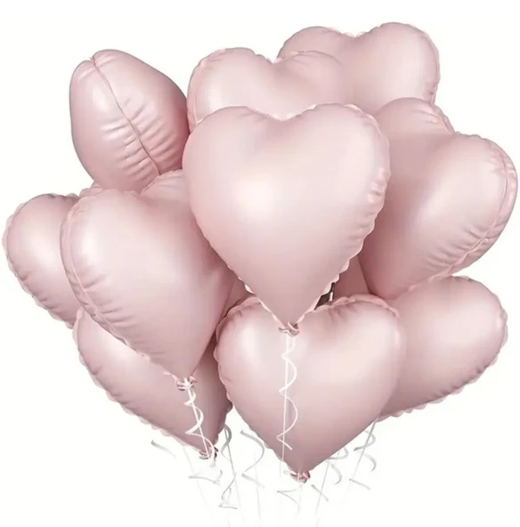 5 Adet 18 inç 45 Cm Retro Kalp Folyo Balon Soft Pembe ürün görseli 1