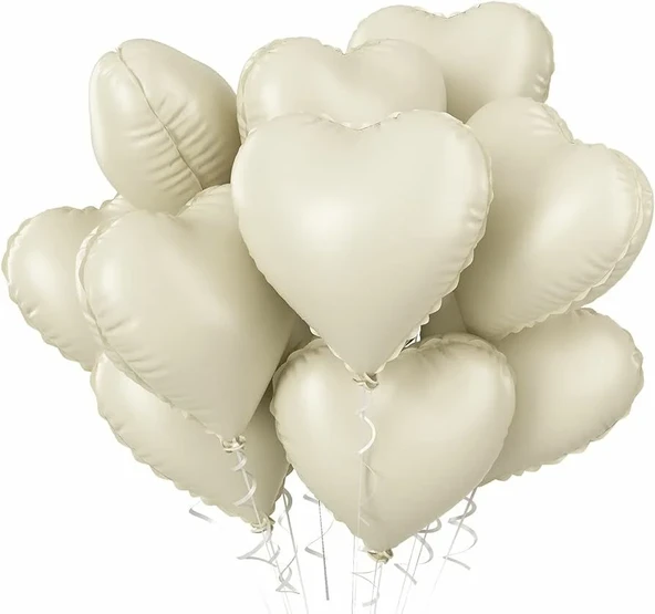 5 Adet 18 inç 45 Cm Retro Kalp Folyo Balon Krem ürün görseli 1