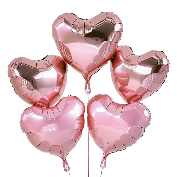 5 Adet 18 İnç 45 Cm Kalp Folyo Balon Pembe ürün görseli 1