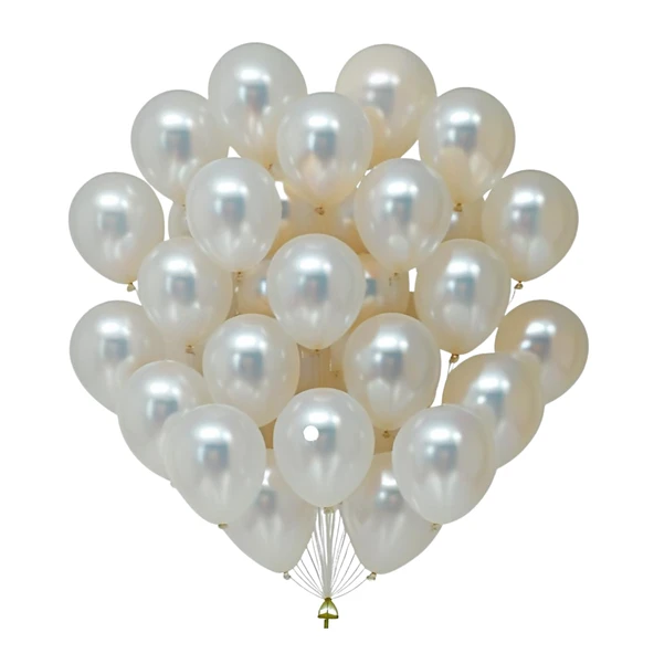 20 Adet 12 İnç 30 Cm Metalik Beyaz Balon Doğum Günü Süsleme ürün görseli 1