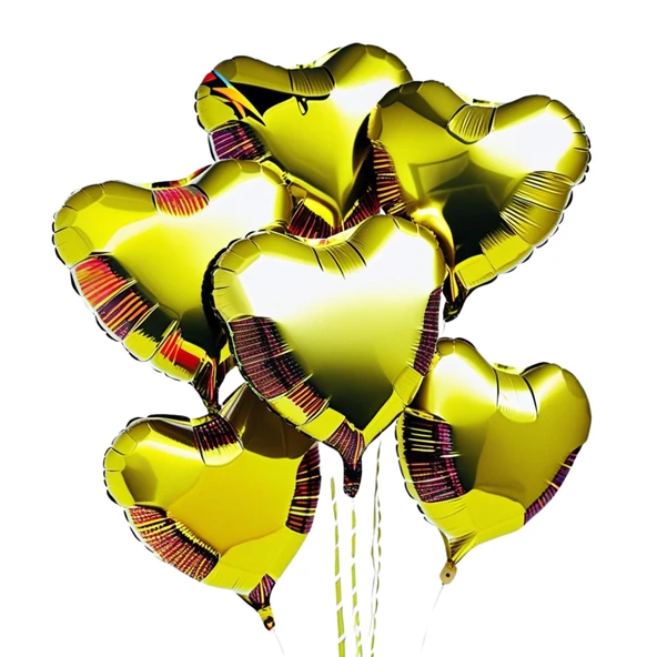 5 Adet 18 İnç 45 Cm Kalp Folyo Balon Altın ürün görseli 1