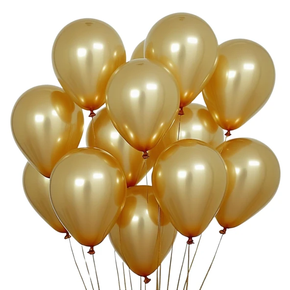 20 Adet 12 İnç 30 Cm Metalik Altın Balon Doğum Günü Süsleme ürün görseli 1