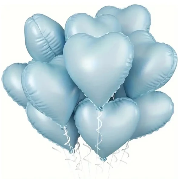 5 Adet 18 inç 45 Cm Retro Kalp Folyo Balon Mavi ürün görseli 1