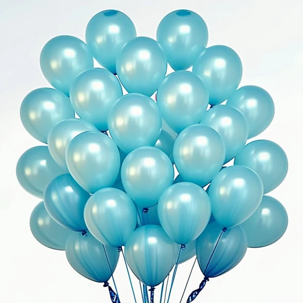 20 Adet 12 İnç 30 Cm Metalik Açık Mavi Balon Doğum Günü Süsleme ürün görseli 1
