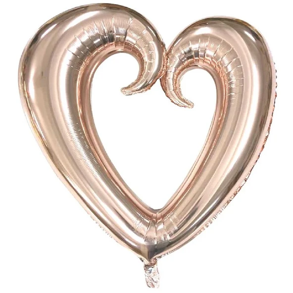 1 Adet 40 İnç 100 Cm Ortası Boş Folyo Rose Gold Kalp Balon Doğum Günü Şık Süsleme ürün görseli 1