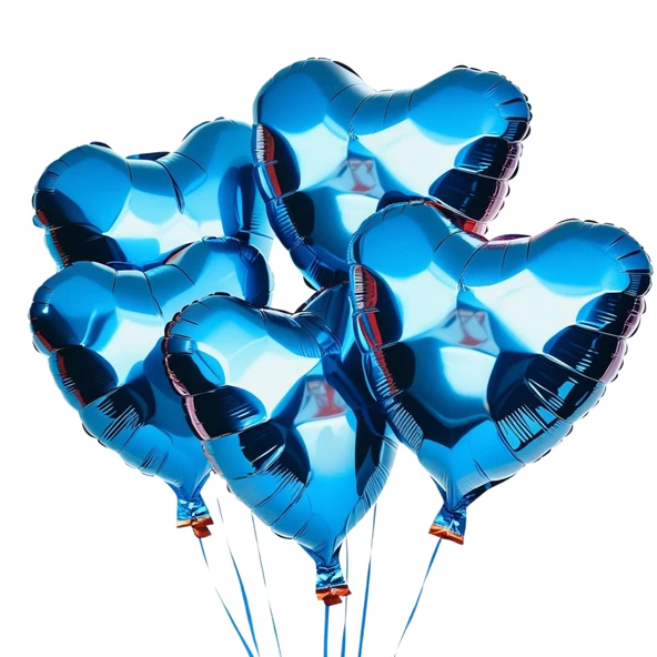 5 Adet 18 İnç 45 Cm Kalp Folyo Balon Mavi ürün görseli 1