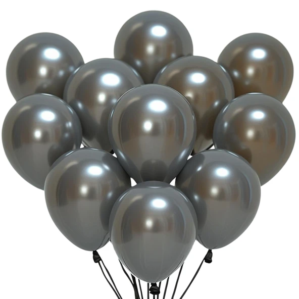 20 Adet 12 İnç 30 Cm Metalik Siyah Balon Doğum Günü Süsleme ürün görseli 1