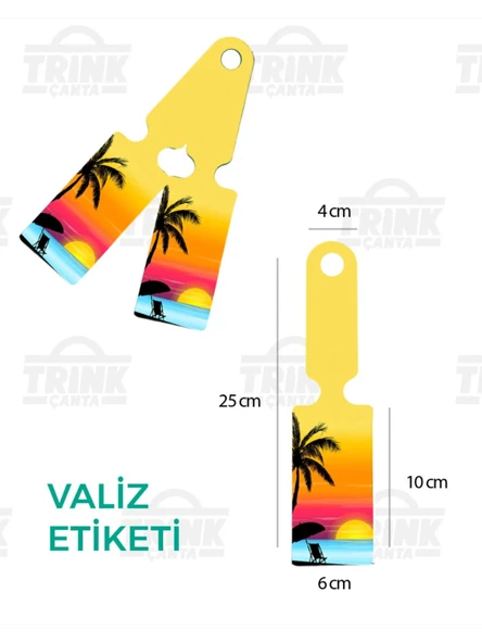 Trink Çanta Desenli Silikon Valiz ve Bavul  Bagaj   İsimlikli Etiket  * 2 Adet * Yakamoz ürün görseli 1