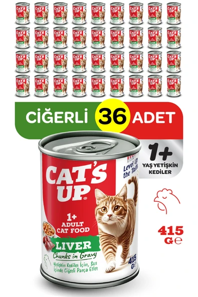 Cats Up Yaş Yetişkin Kedi Maması Ciğerli 415gr 36Lı ürün görseli 1