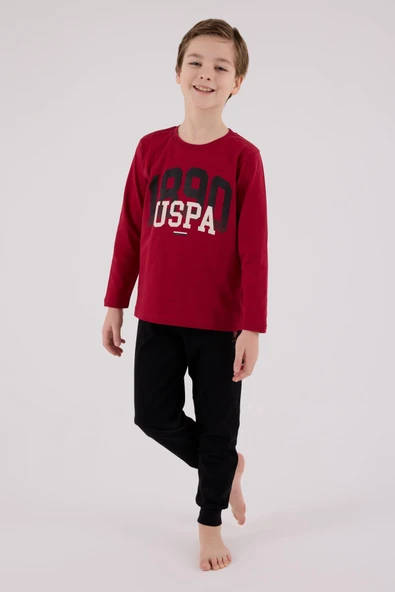 U.S. Polo Assn. Erkek Çocuk Uzun Kol Pijama Takım Bordo ürün görseli 1