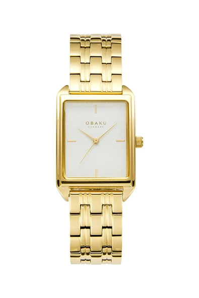 Obaku Denmark V293LXGISG Quartz Çelik Altın Rengi Beyaz Kadrab 24 mm Kadın Kol Saati ürün görseli 1