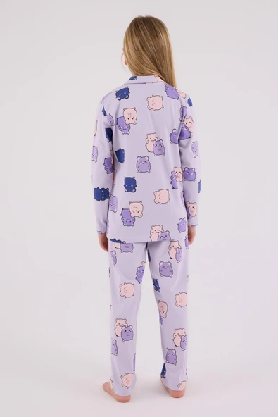 RolyPoly Kız Çocuk Gömlek Pijama Lila - Resim 4