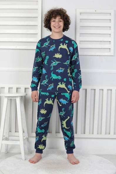 Stegosaurus desenli erkek çocuk pijama takımı ürün görseli 1
