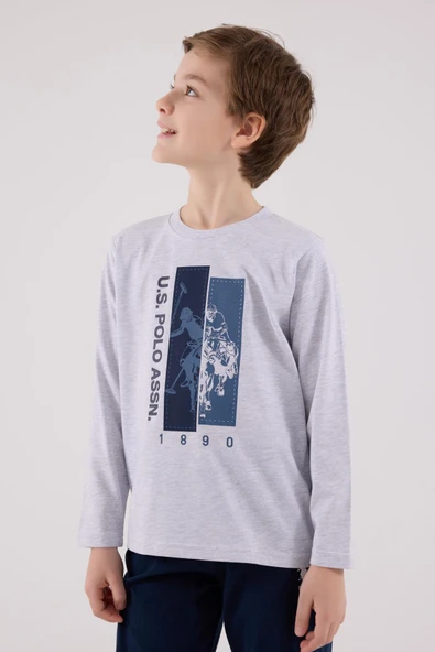 U.S. Polo Assn. Erkek ÇocukUzun Kol Pijama Takım Kar Melanj ürün görseli 1