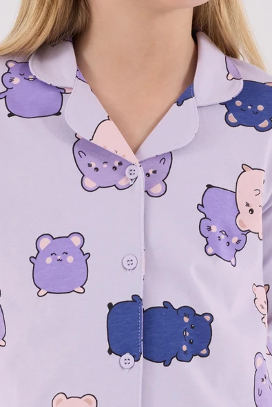 RolyPoly Kız Çocuk Gömlek Pijama Lila - Resim 6