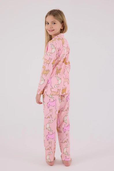 RolyPoly Kız Çocuk Gömlek Pijama Açık Pembe - Resim 3