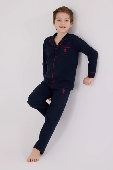 U.S. Polo Assn. Erkek Çocuk Gömlek Pijama Lacivert ürün görseli 1