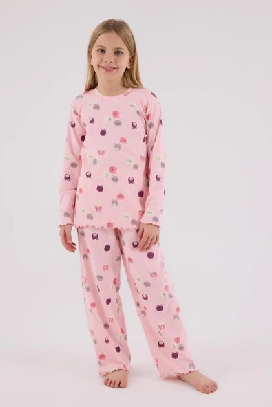 RolyPoly Kız Çocuk Uzun Kol Pijama Takım Açık Pembe ürün görseli 1