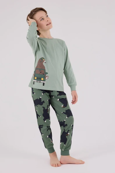 RolyPoly Erkek ÇocukUzun Kol Pijama Takım Yeşil ürün görseli 1